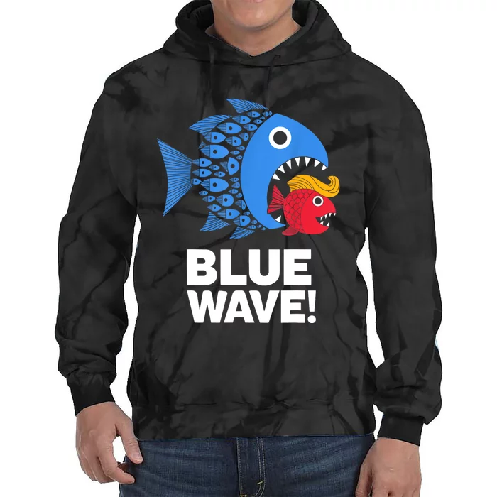 Blue Wave Kamala Funny Big Fish Eat Little Fish Trump Hair Tie Dye Hoodie