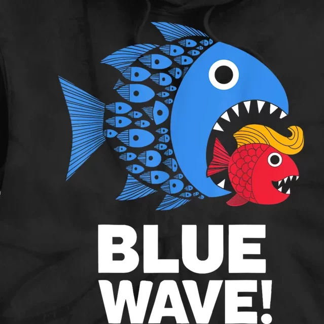 Blue Wave Kamala Funny Big Fish Eat Little Fish Trump Hair Tie Dye Hoodie