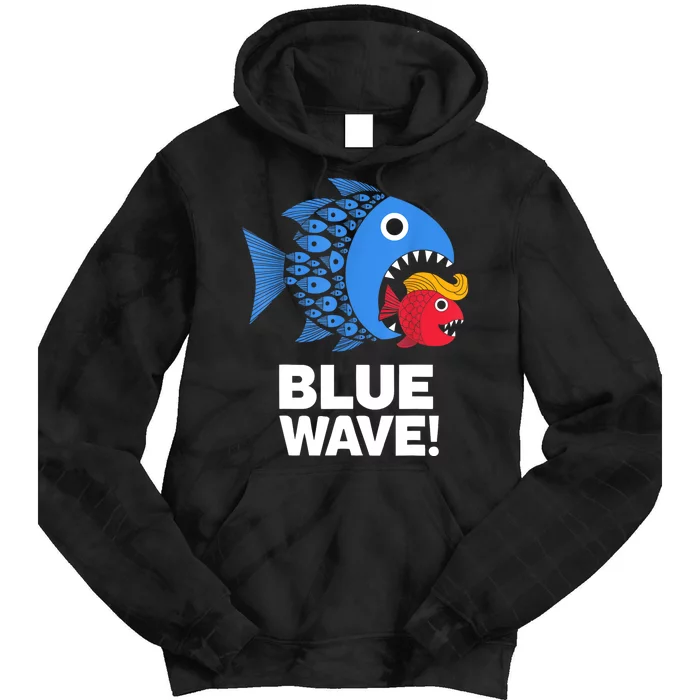 Blue Wave Kamala Funny Big Fish Eat Little Fish Trump Hair Tie Dye Hoodie