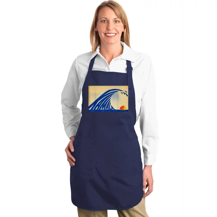 Blue Wave Kamala Funny Anti Trump Full-Length Apron With Pocket