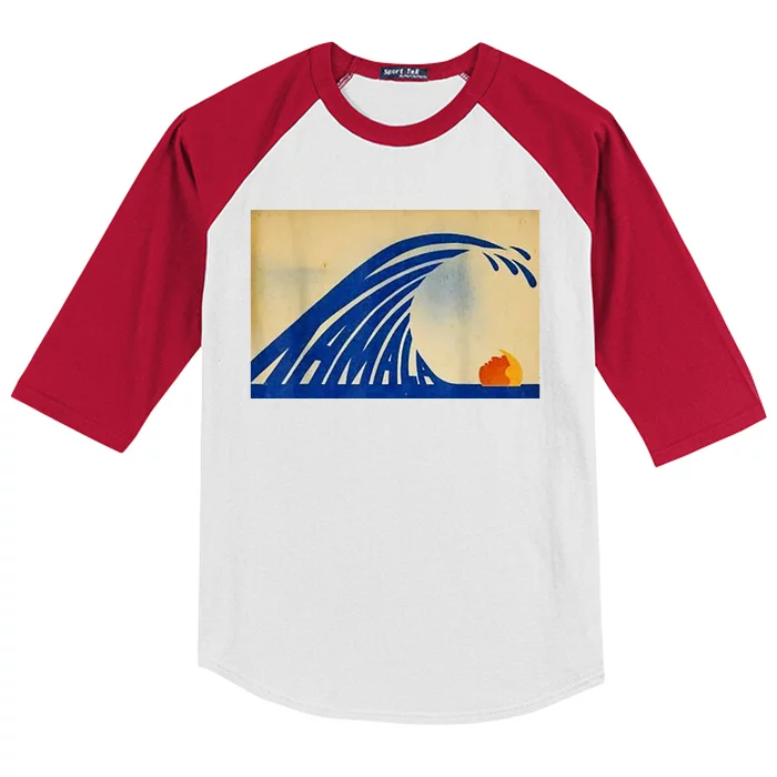 Blue Wave Kamala Funny Anti Trump Kids Colorblock Raglan Jersey