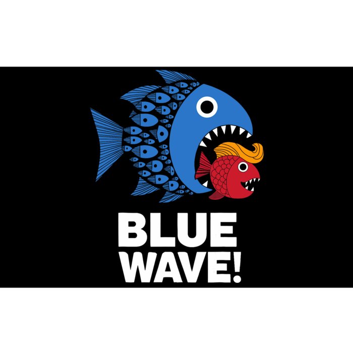 Blue Wave Kamala Funny Big Fish Eat Little Fish Trump Hair Bumper Sticker