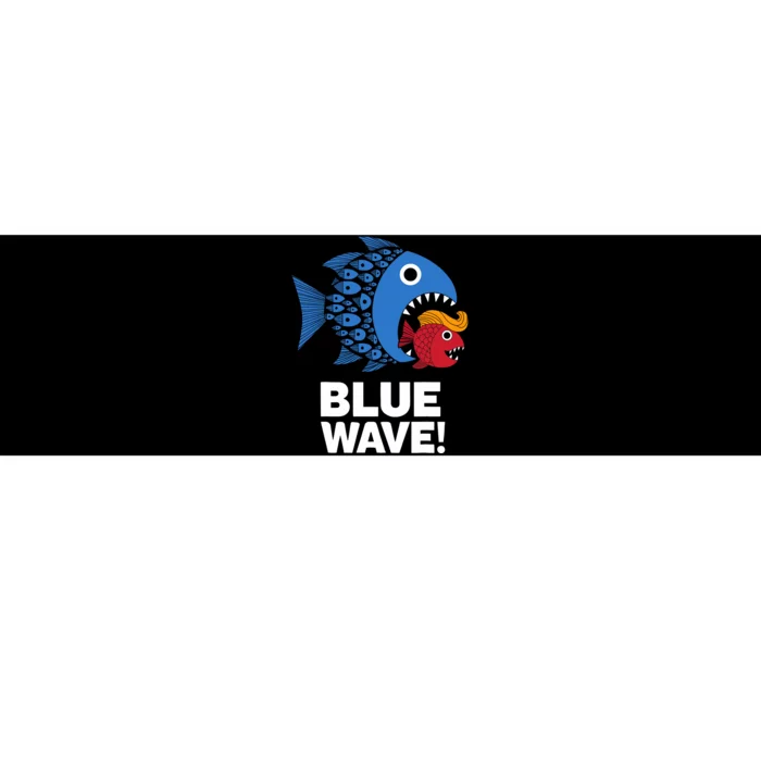 Blue Wave Kamala Funny Big Fish Eat Little Fish Trump Hair Bumper Sticker