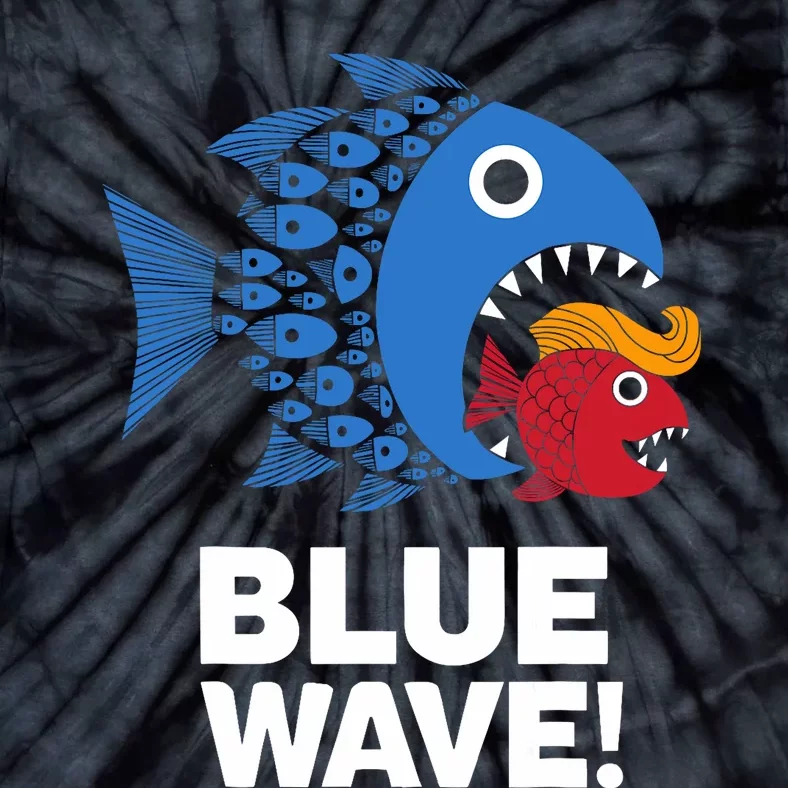 Blue Wave Kamala Funny Big Fish Eat Little Fish Trump Hair Tie-Dye T-Shirt