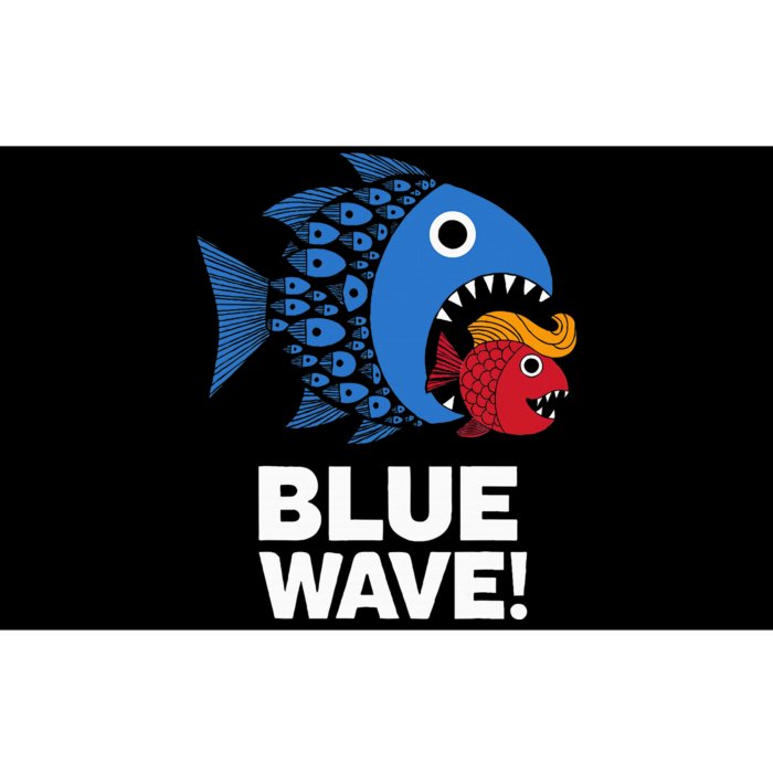 Blue Wave Kamala Big Fish Eat Little Fish Trump Hair Bumper Sticker