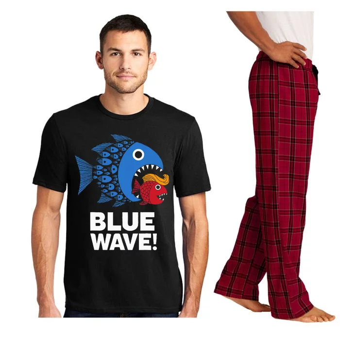 Blue Wave Kamala Big Fish Eat Little Fish Trump Hair Pajama Set