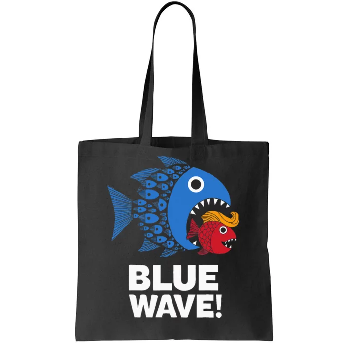 Blue Wave Kamala Big Fish Eat Little Fish Trump Hair Tote Bag