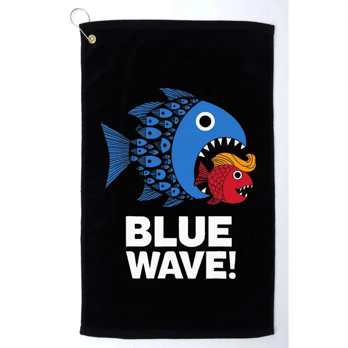 Blue Wave Kamala Big Fish Eat Little Fish Trump Hair Platinum Collection Golf Towel