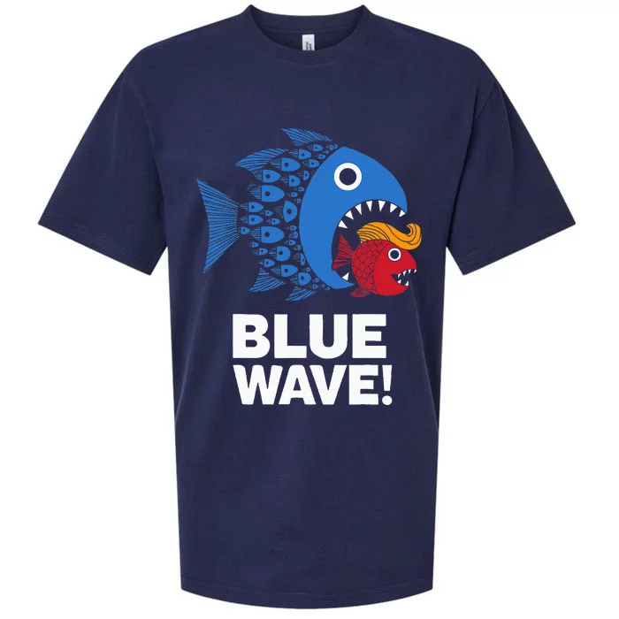 Blue Wave Kamala Big Fish Eat Little Fish Trump Hair Sueded Cloud Jersey T-Shirt