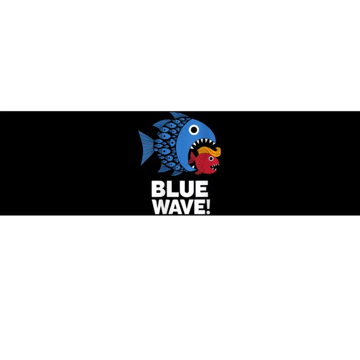 Blue Wave Kamala Funny Big Fish Eat Little Fish Trump Hair Bumper Sticker