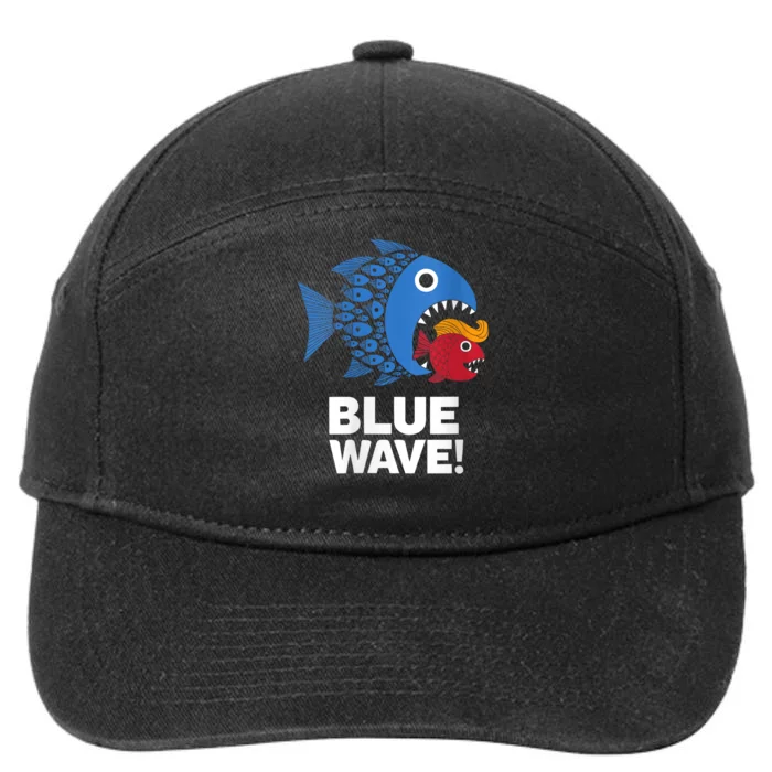 Blue Wave Kamala Funny Big Fish Eat Little Fish Trump Hair 7-Panel Snapback Hat