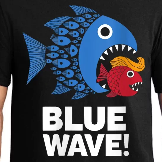 Blue Wave Kamala Funny Big Fish Eat Little Fish Trump Hair Pajama Set