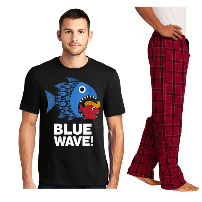 Blue Wave Kamala Funny Big Fish Eat Little Fish Trump Hair Pajama Set