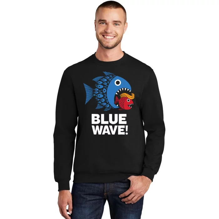 Blue Wave Kamala Funny Big Fish Eat Little Fish Trump Hair Sweatshirt