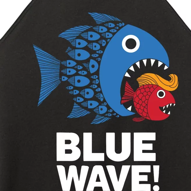 Blue Wave Kamala Funny Big Fish Eat Little Fish Trump Hair Women’s Perfect Tri Rocker Tank