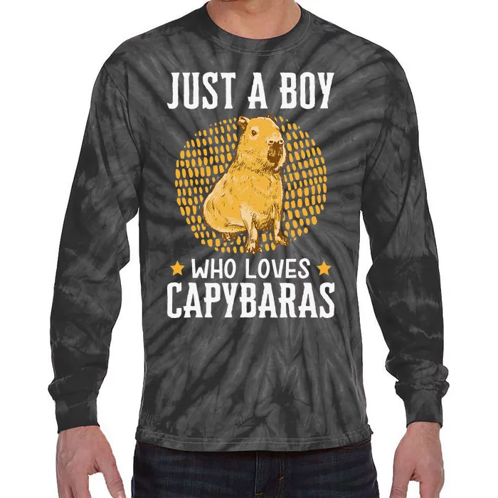 Boy who loves Capybaras South American Capybara Tie-Dye Long Sleeve Shirt