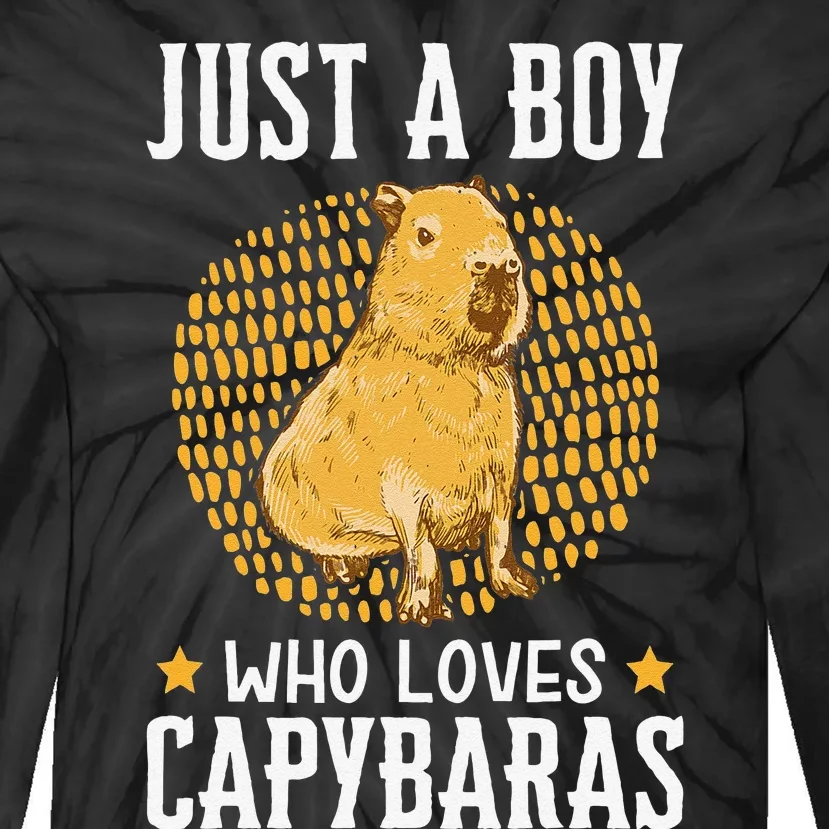 Boy who loves Capybaras South American Capybara Tie-Dye Long Sleeve Shirt