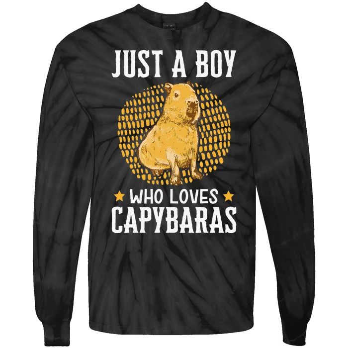 Boy who loves Capybaras South American Capybara Tie-Dye Long Sleeve Shirt