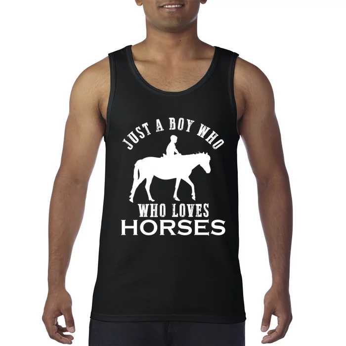 Boy Who Loves Horses Equestrian Horse Riding Gift For Boys Gift Tank Top