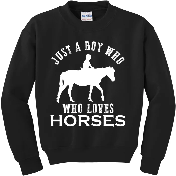 Boy Who Loves Horses Equestrian Horse Riding Gift For Boys Gift Kids Sweatshirt