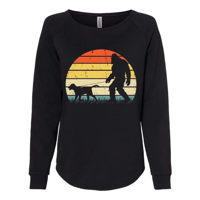 Bigfoot Walking Labrador Dog Funny Vintage 60s 70s Retro Womens California Wash Sweatshirt