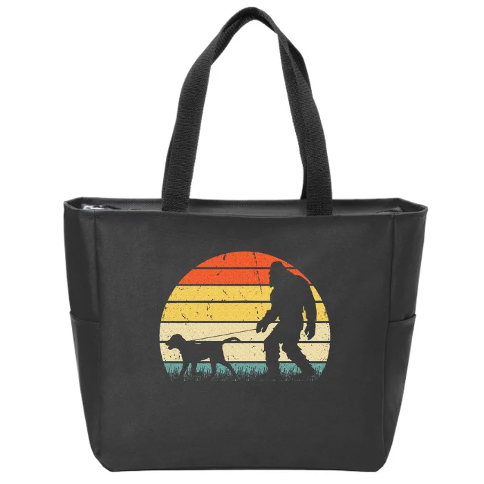 Bigfoot Walking Labrador Dog Funny Vintage 60s 70s Retro Zip Tote Bag