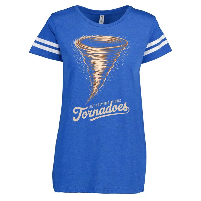 Boy Who Loves Tornadoes Weather Enthusiast Meteorology Storm Enza Ladies Jersey Football T-Shirt