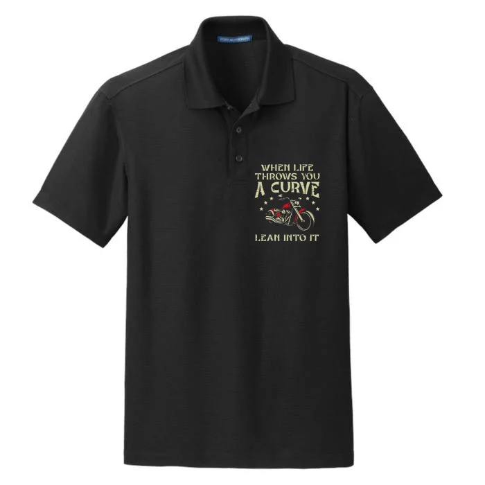 Biker When Life Throws You A Curve Motorcycle Dry Zone Grid Performance Polo