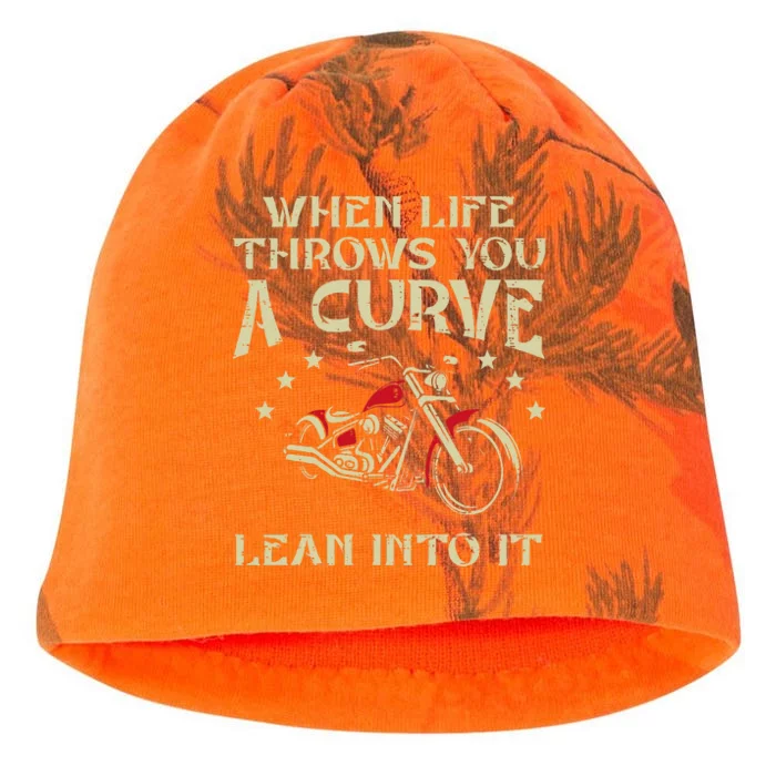 Biker When Life Throws You A Curve Motorcycle Kati - Camo Knit Beanie