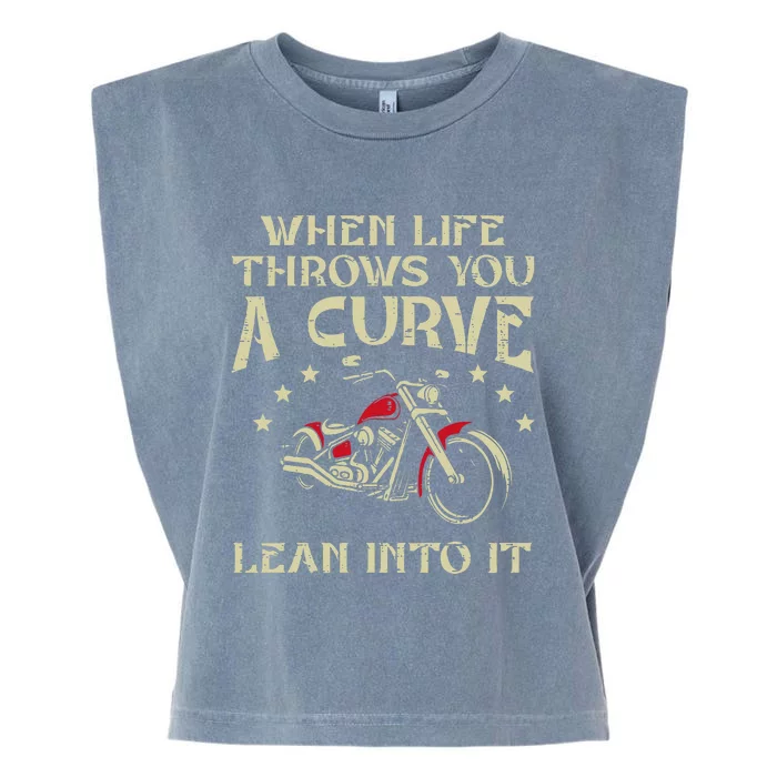 Biker When Life Throws You A Curve Motorcycle Garment-Dyed Women's Muscle Tee