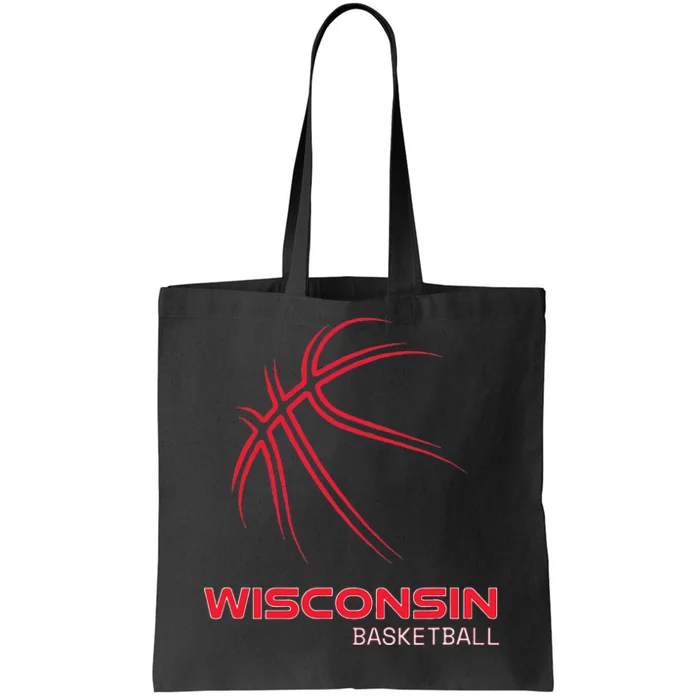 Basketball WI Love The Badger State Souvenir Wisconsin Hoops Tote Bag