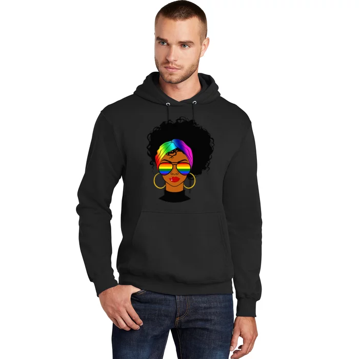 Black Woman LGBT Pride Afro Retro Mother's Day Hoodie