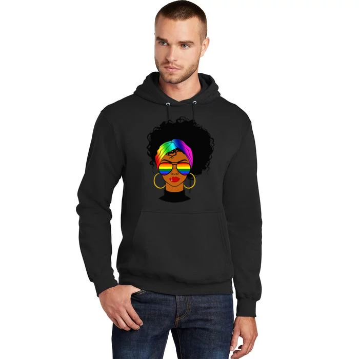 Black Woman LGBT Pride Afro Retro Mother's Day Tall Hoodie