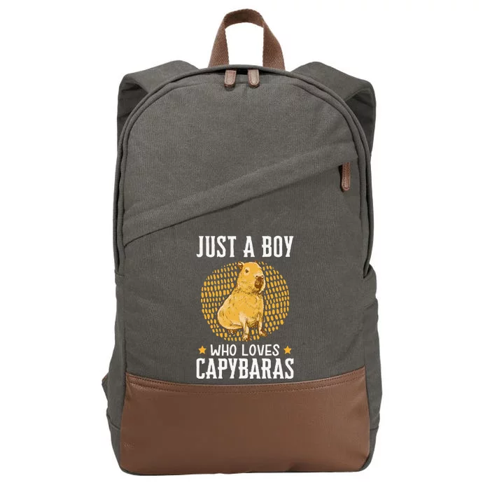 Boy who loves Capybaras South American Capybara Cotton Canvas Backpack