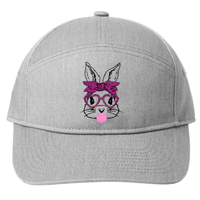 Bunny With Leopard Bandana Heart Glasses Bubblegum Easter 7-Panel Snapback Hat