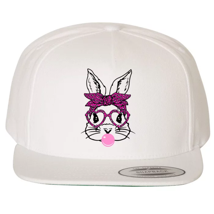 Bunny With Leopard Bandana Heart Glasses Bubblegum Easter Wool Snapback Cap