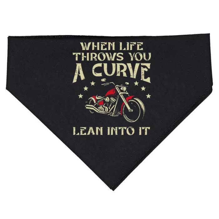 Biker When Life Throws You A Curve Motorcycle USA-Made Doggie Bandana