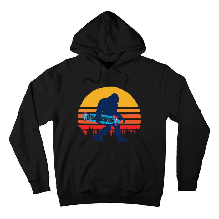 Bigfoot With Longboard Skateboarding Tall Hoodie