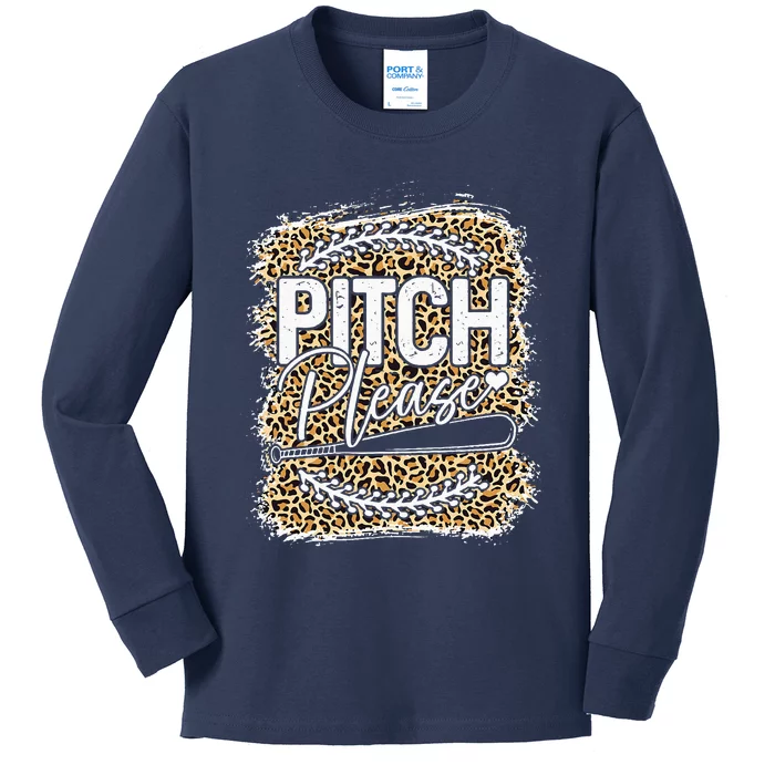 Baseball Womens Leopard Pattern Softball Baseball Kids Long Sleeve Shirt