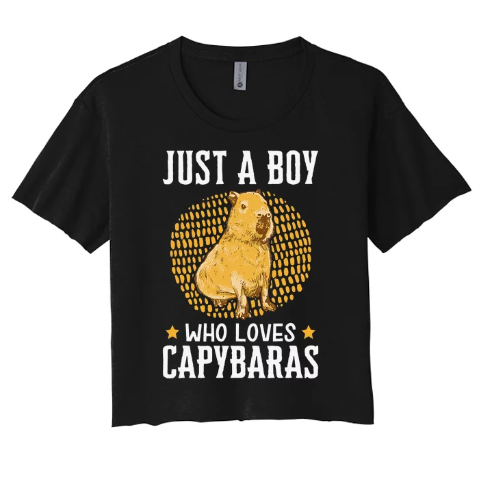 Boy who loves Capybaras South American Capybara Women's Crop Top Tee