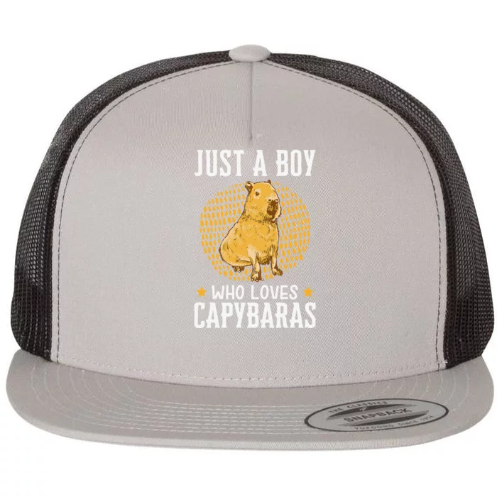 Boy who loves Capybaras South American Capybara Flat Bill Trucker Hat