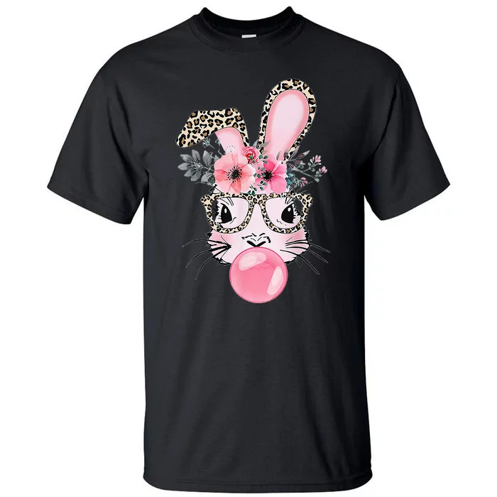 Bunny With Leopard Glasses Bubblegum Easter Day Tall T-Shirt