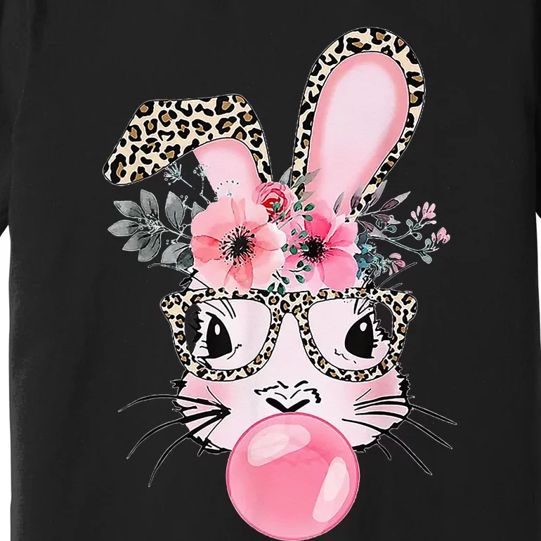 Bunny With Leopard Glasses Bubblegum Easter Day Premium T-Shirt