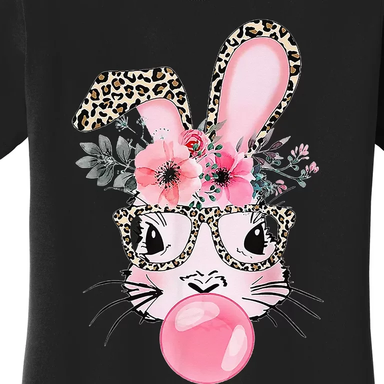 Bunny With Leopard Glasses Bubblegum Easter Day Women's T-Shirt