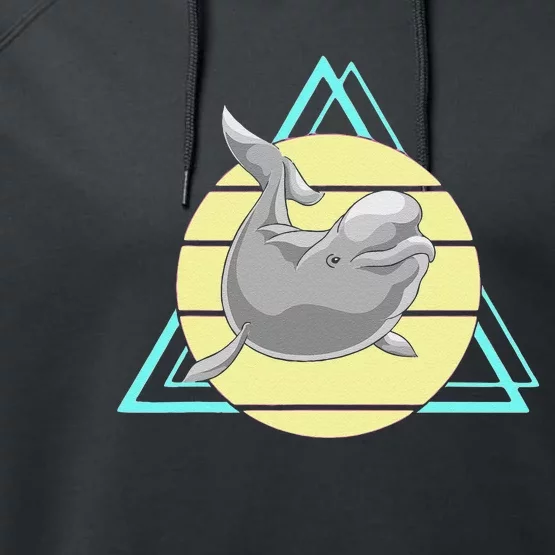 Beluga Whale Lover Ocean Animal Mammal Retro Beluga Performance Fleece Hoodie