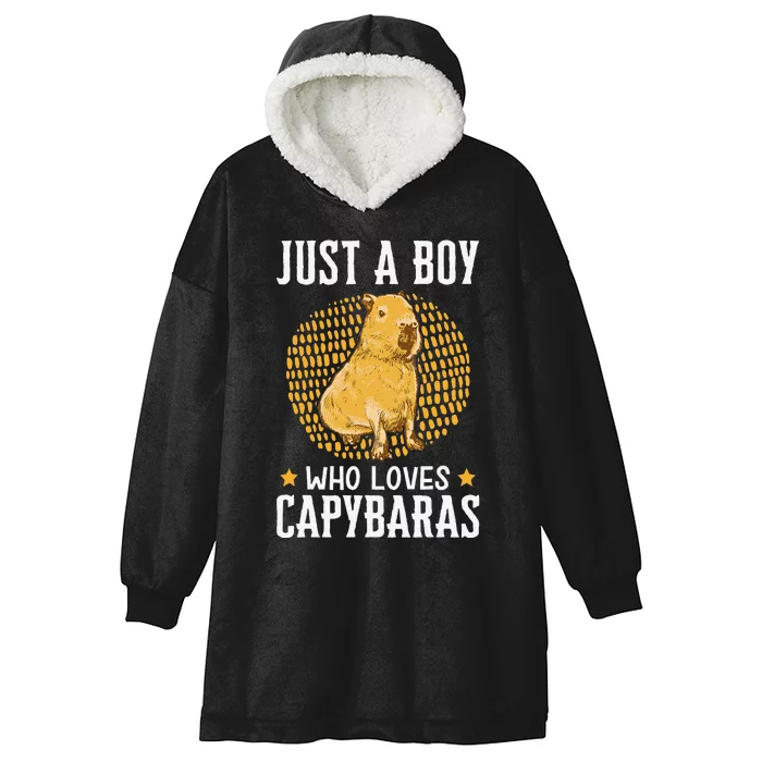 Boy who loves Capybaras South American Capybara Hooded Wearable Blanket