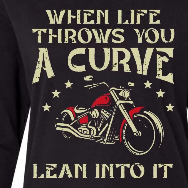 Biker When Life Throws You A Curve Motorcycle Womens Cotton Relaxed Long Sleeve T-Shirt