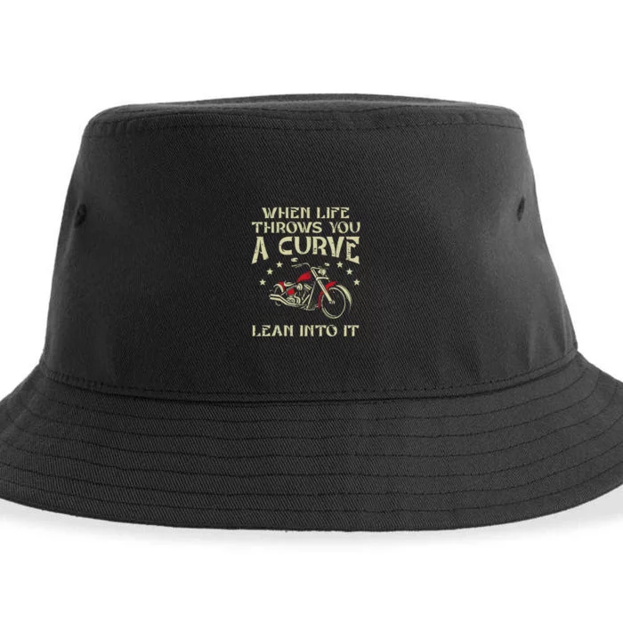 Biker When Life Throws You A Curve Motorcycle Sustainable Bucket Hat