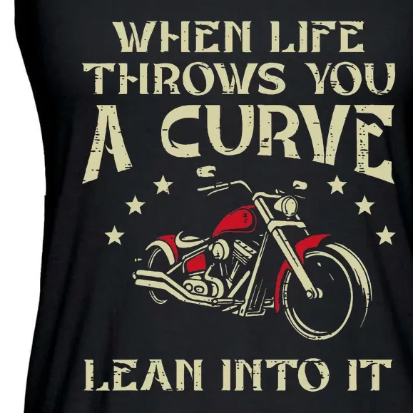 Biker When Life Throws You A Curve Motorcycle Ladies Essential Flowy Tank