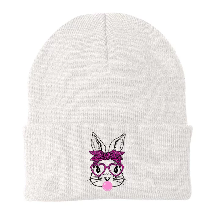 Bunny With Leopard Bandana Heart Glasses Easter Knit Cap Winter Beanie